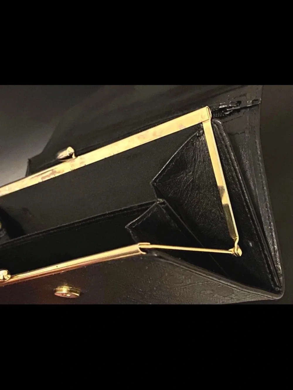 Dior Black Wallet with Gold Ring Accent